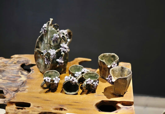 Céramique Céleste: The Whispering Blossom Tea Ceremony Set